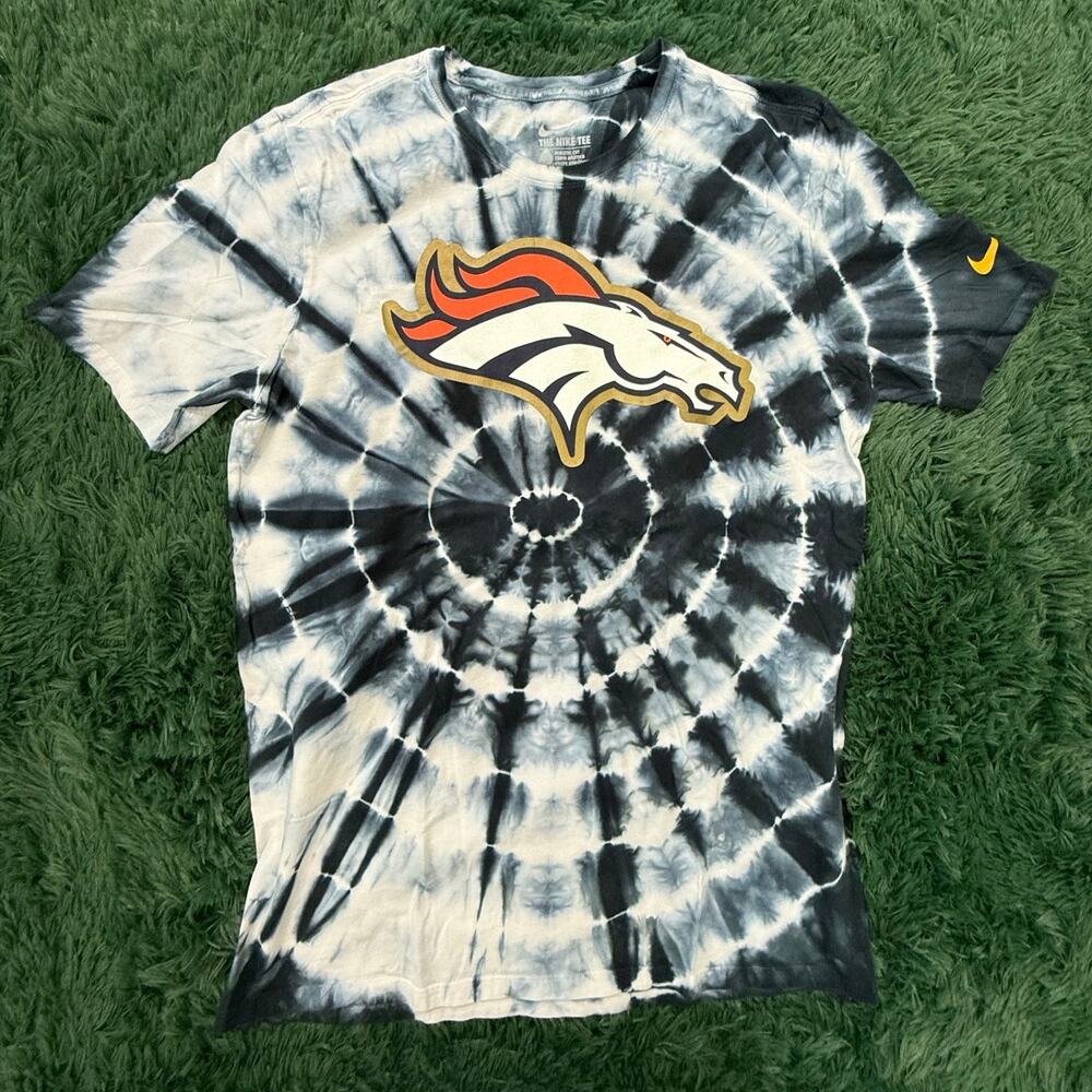 Nike 2016 Denver Broncos Tie Dye Blue | White Large Super Bowl T-Shirt NFL Rare